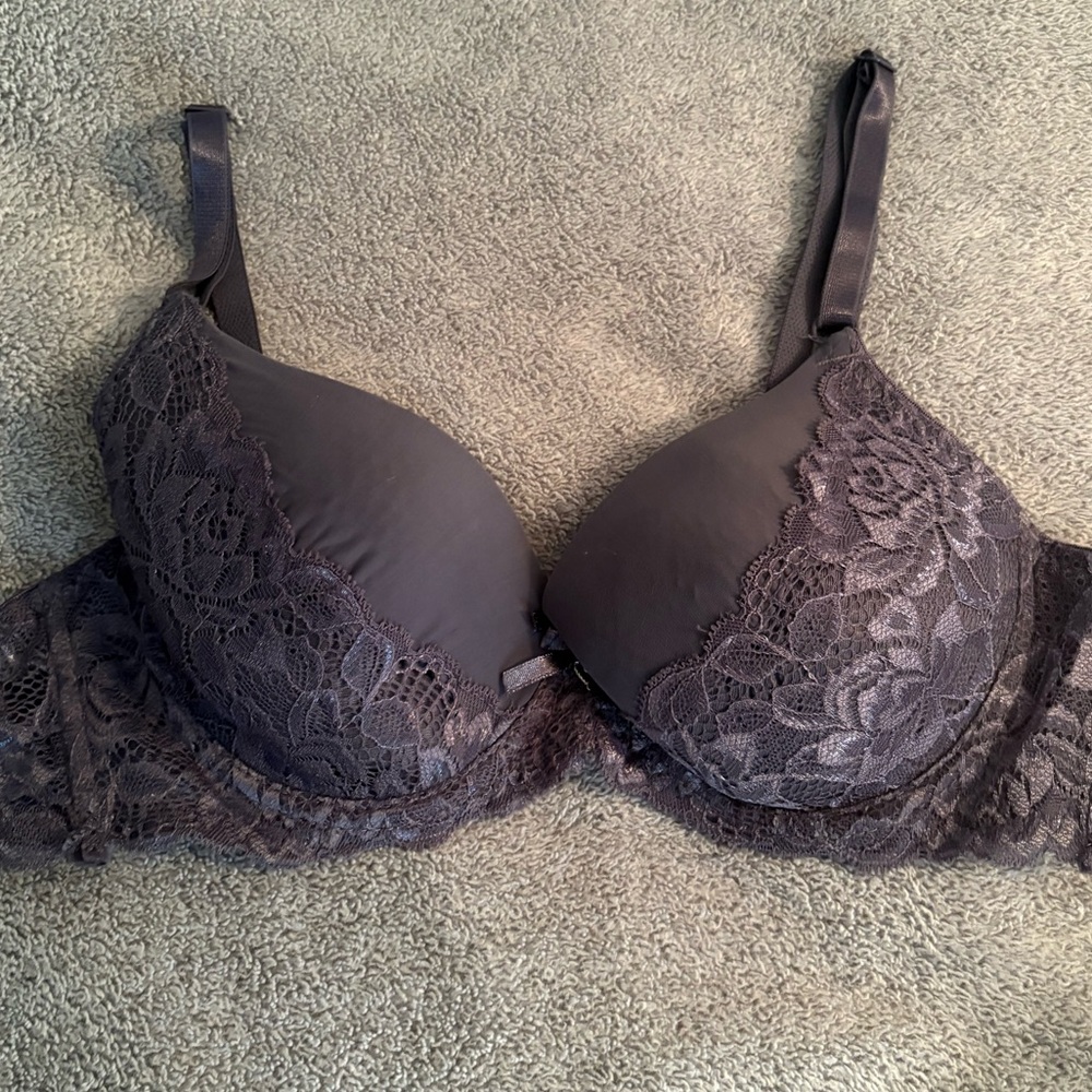 Sofra Bra 36C Lace Overlay Purple Underwire Light Padding